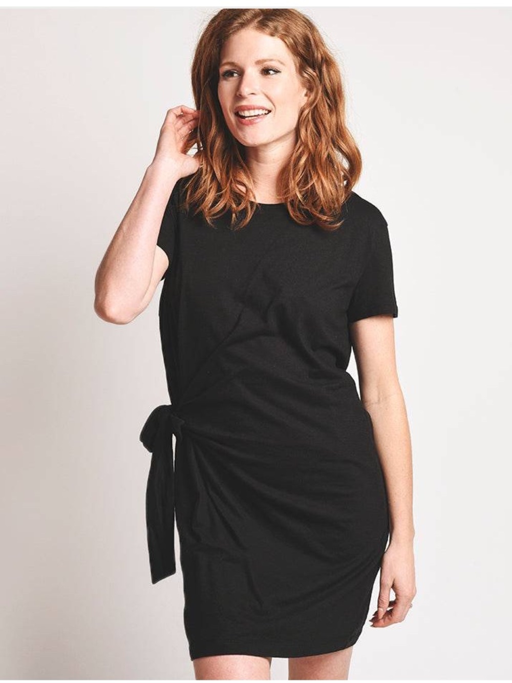 Vince Side-Tie Black Cotton  Short Sleeve Casual Mini Dress Large - Picture 2 of 10